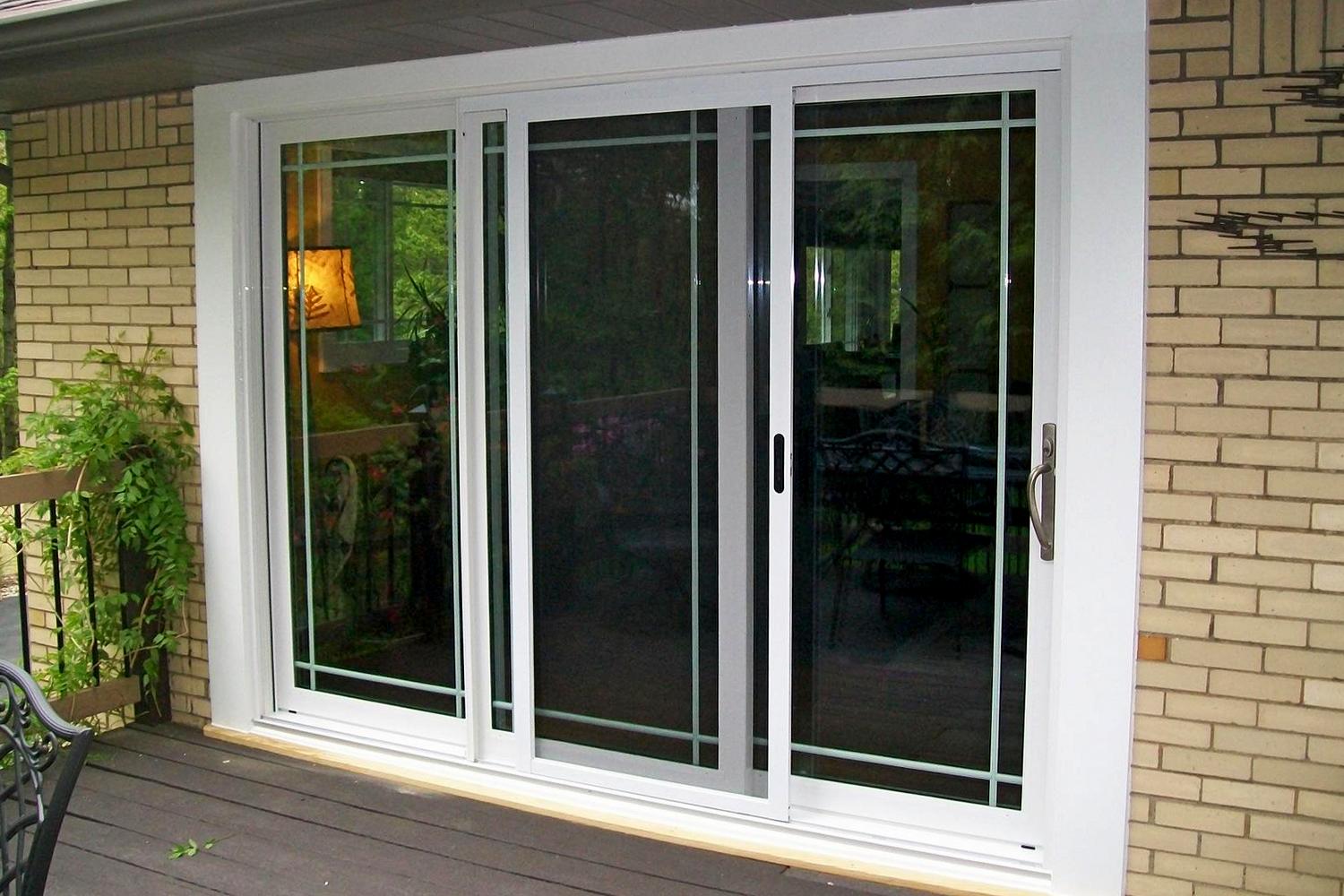 Triple sliding on sale glass door